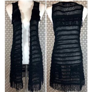 MinkPink Crochet Tassel Vest